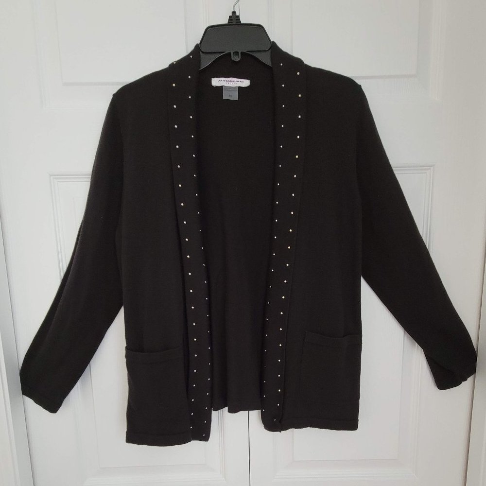ALLISON DALEY  Black, Long Sleeve Open Cardigan with Gold Sparkles, Sz PS